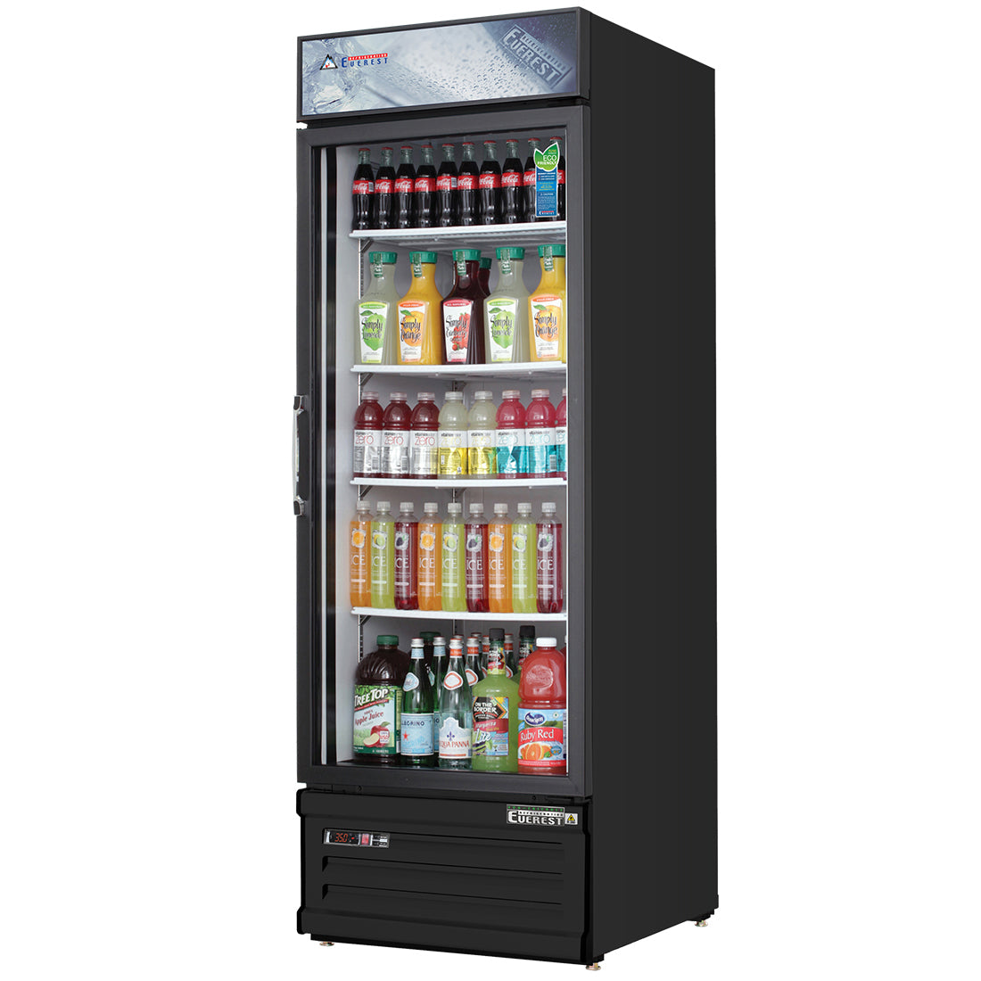 Everest 1 Door Refrigerator Merchandiser, 10 cu ft - Black Exterior Model EMGR10B