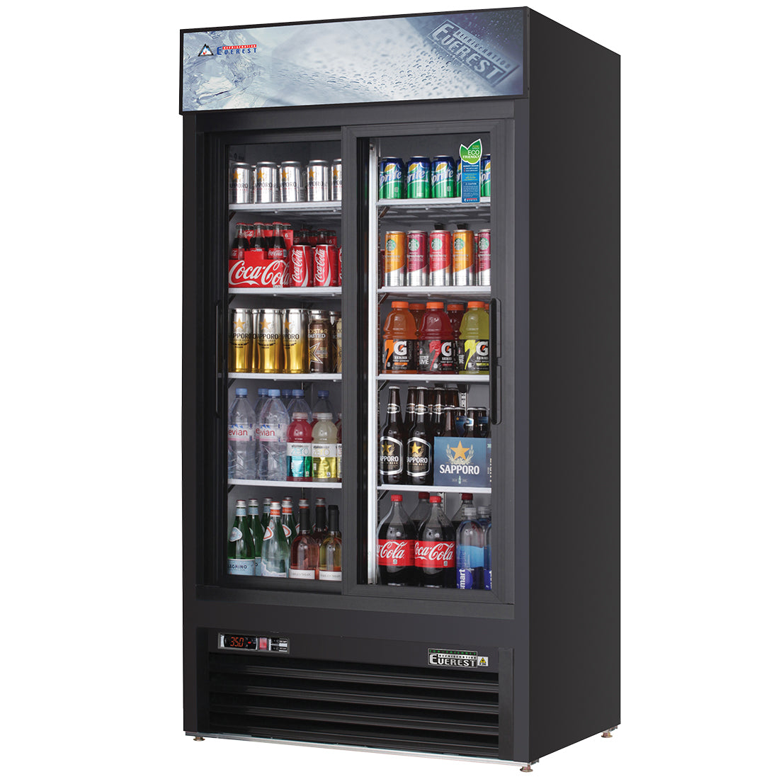 Everest 2 Door Refrigerator Merchandiser (Sliding), 33 cu ft - Black Exterior Model EMGR33B