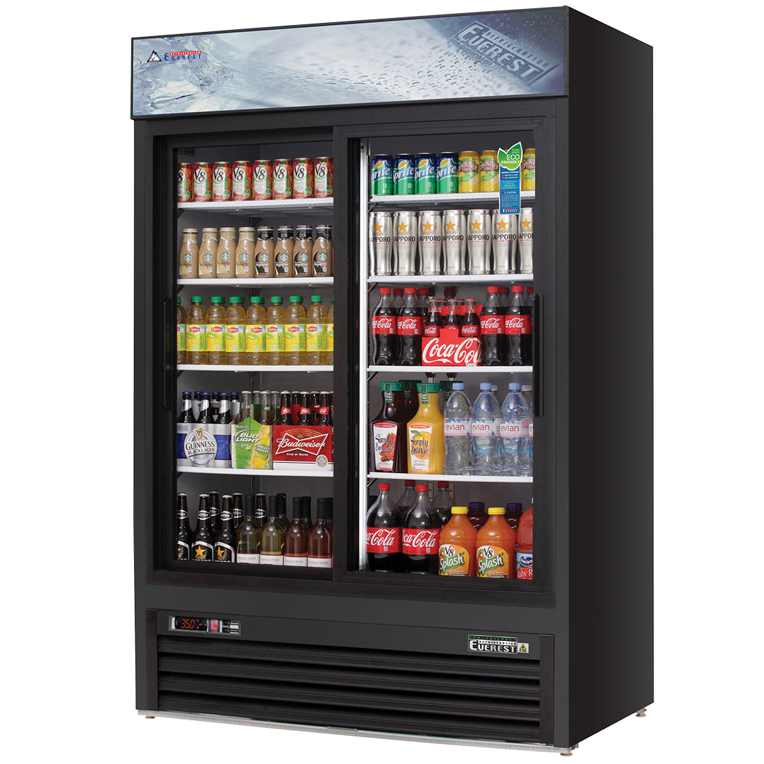 Everest 2 Door Refrigerator Merchandiser (Sliding), 48 cu ft - Black Exterior Model EMGR48B
