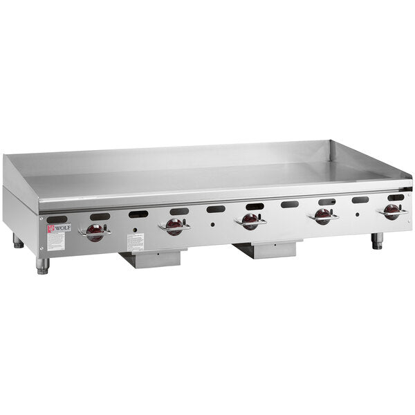 Wolf AGM60-NAT Natural Gas 60" Countertop Griddle with (5) Burners- 135,000 BTU