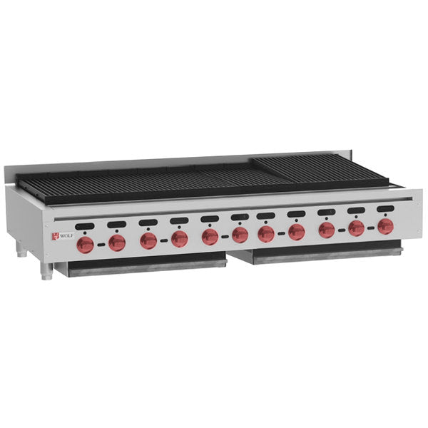 Wolf ACB60 62.1" Wide ACB Series Low Profile Gas Charbroiler w/ (11) Burners & Cast Iron Grates, Natural Gas