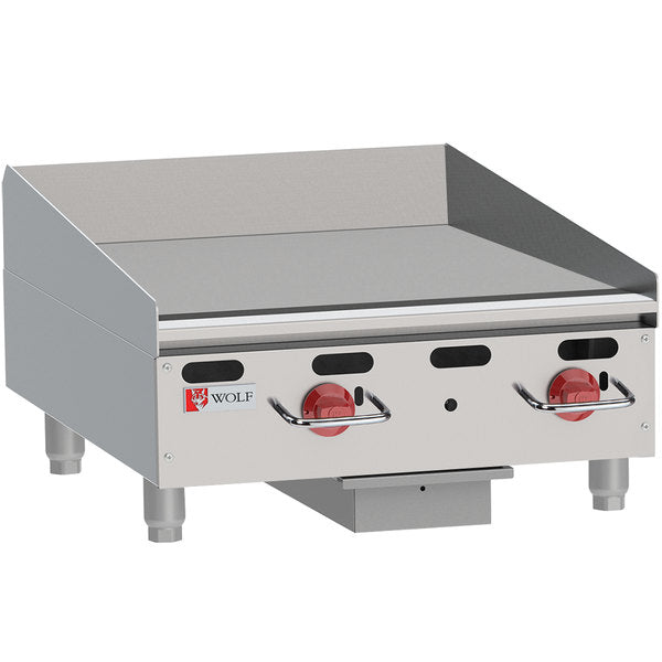 Wolf AGM24-NAT Natural Gas 24" Countertop Griddle with (2) Burners - 54,000 BTU