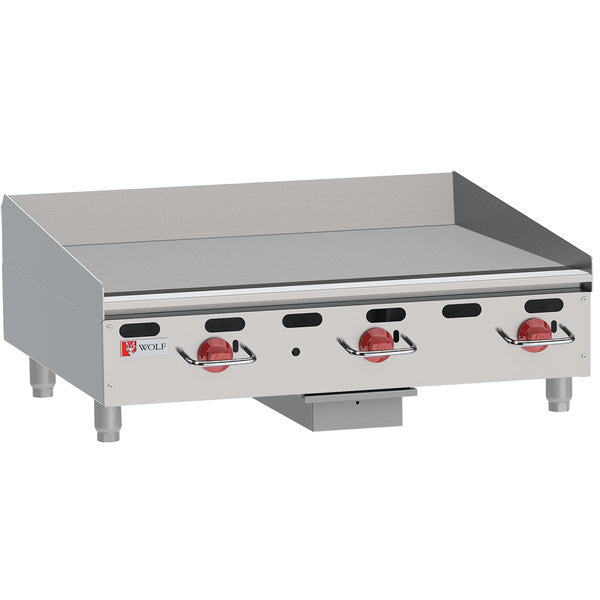 Wolf AGM36-NAT Natural Gas 36" Countertop Griddle with (3) Burners - 81,000 BTU