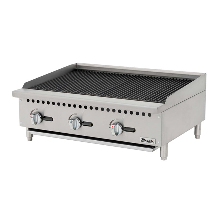 Migali Competitor Series Radiant Charbroiler, countertop, 36" W, cast iron radiants, configured for Natural Gas, LP Conversion Kit included