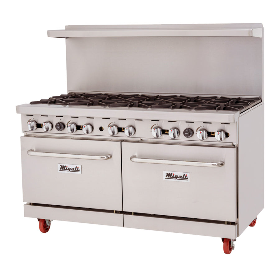 Migali Competitor Series Range w/ oven, freestanding, 60" W, 10 cast iron radiants, configured for Natural Gas