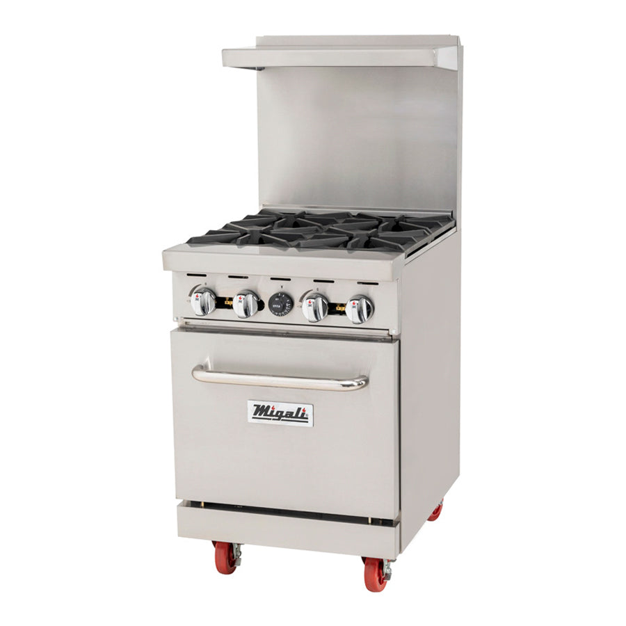 Migali Competitor Series Range w/ oven, freestanding, 24" W, 4 cast iron radiants, configured for Natural Gas