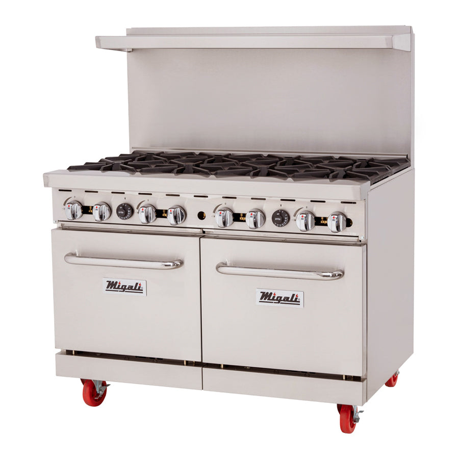 Migali Competitor Series Range w/ oven, freestanding, 48" W, 8 cast iron radiants, configured for Natural Gas
