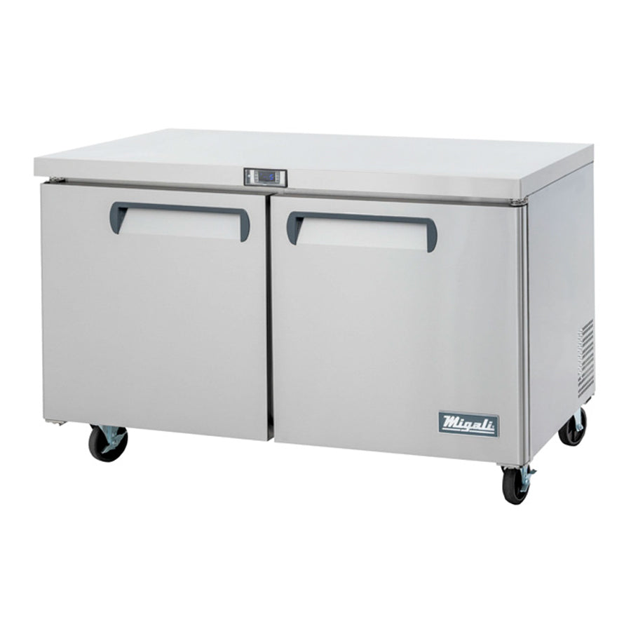 Migali Competitor Series Undercounter Freezer, reach-in, 60.2” W, 18.2 cu. ft. capacity, (2) solid hinged doors