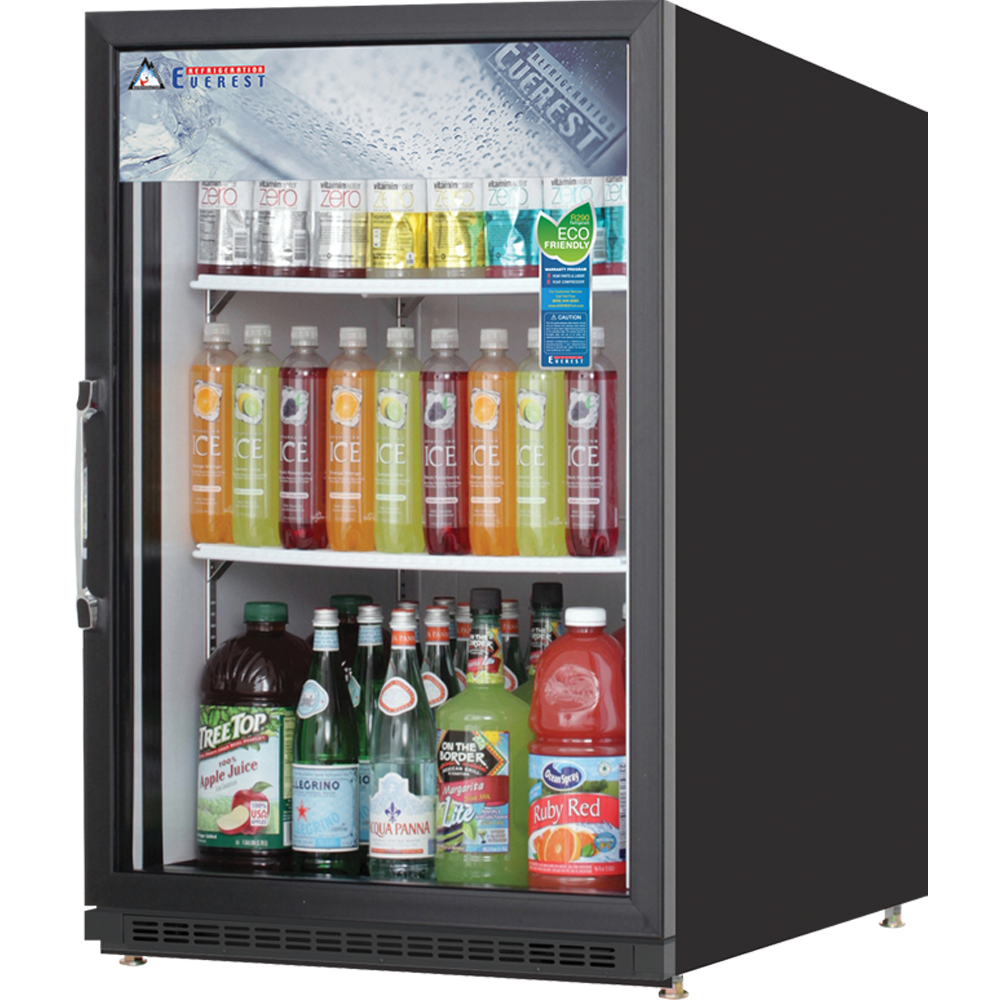 Everest 1 Door Refrigerator Merchandiser, 5 cu ft - Black Exterior Model EMGR5B