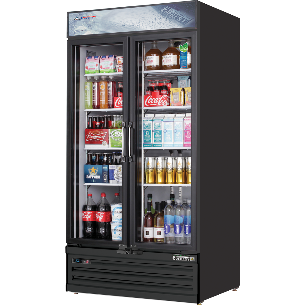 Everest 2 Door Refrigerator Merchandiser (Swing), 33 cu ft - Black Exterior Model EMSGR33B