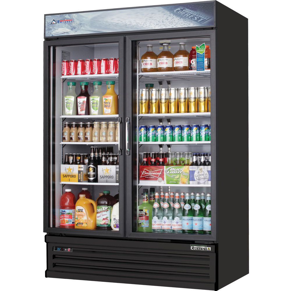 Everest 2 Door Refrigerator Merchandiser (Swing), 48 cu ft - Black Exterior Model EMSGR48B