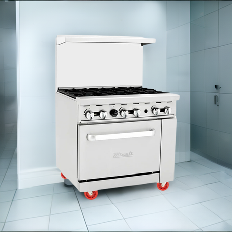 Migali Competitor Series Range w/ oven, freestanding, 36" W, 6 cast iron radiants, configured for Liquid Propane Gas