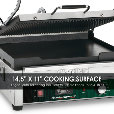 Waring LARGE ITALIAN-STYLE PANINI GRILL WITH TIMER - 120V Model: WFG250T