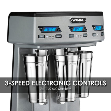 Waring HEAVY-DUTY TRIPLE-SPINDLE DRINK MIXER WITH TIMER  Model: WDM360TX