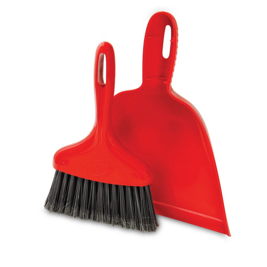 Dust Pan with Whisk Broom (Red)