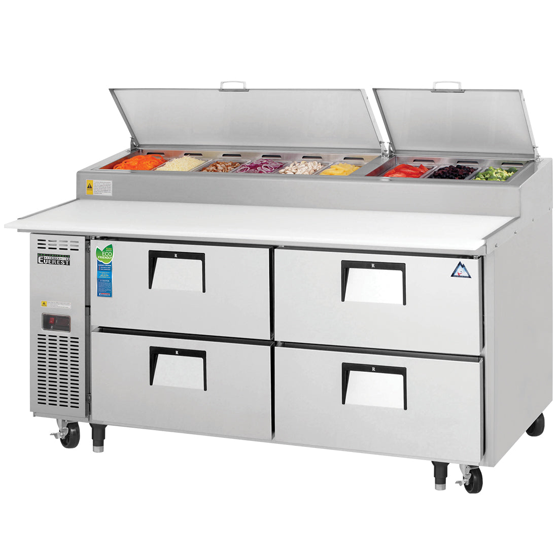 Everest 2 Section 4 Drawer Pizza Prep Table, 71 1/2" Model EPPR2-D4