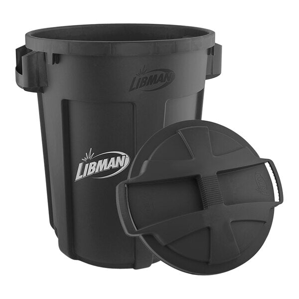 32 Gallon Trash Can with Lid (Black)