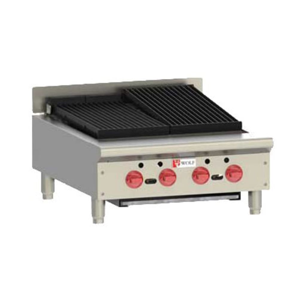 Wolf ACB25-101 25 1/8" Gas Charbroiler w/ (4) Burners & Cast Iron Grates - Manual, Natural Gas