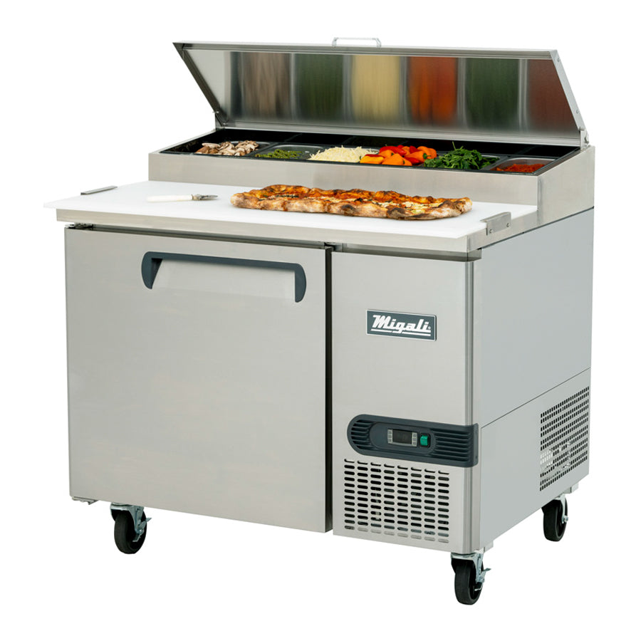 Migali Competitor Series Refrigerated Counter/Pizza Prep Table, 44" W, 14.0 cu. ft. capacity, (1) solid hinged door