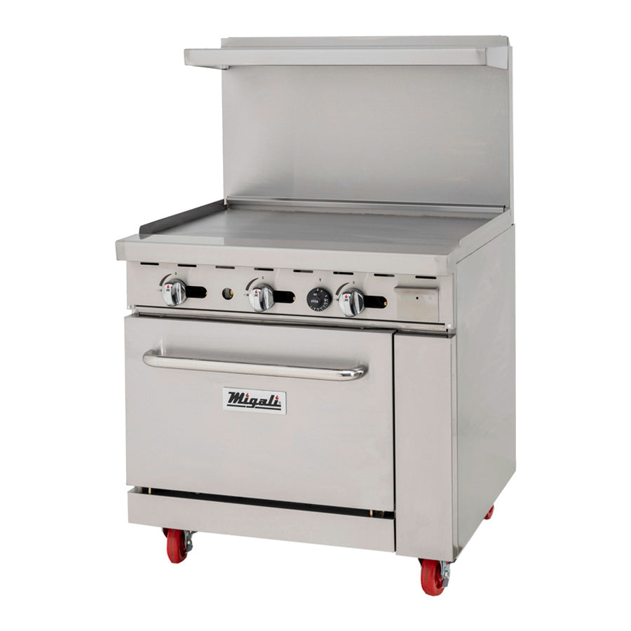 Migali Competitor Series Griddle w/ oven, freestanding, 36" W, 36” full griddle, configured for Liquid Propane Gas