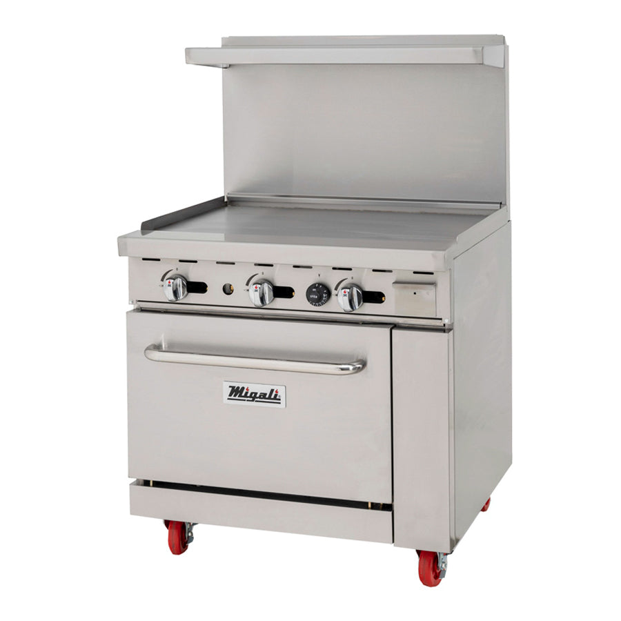 Migali Competitor Series Griddle w/ oven, freestanding, 36" W, 36” full griddle, configured for Natural Gas