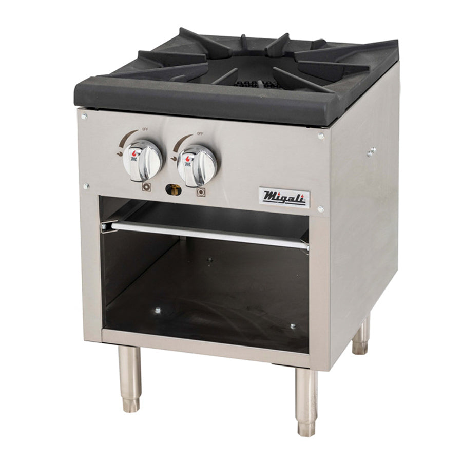 Migali Competitor Series Stock Pot Range, countertop, 18" W, (2) 40,000 BTU burners, configured for Natural Gas, LP Conversion Kit included