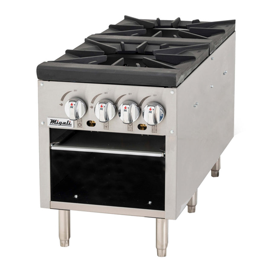 Migali Competitor Series Stock Pot Range, countertop, 18" W, (4) 40,000 BTU burners, configured for Natural Gas, LP Conversion Kit included