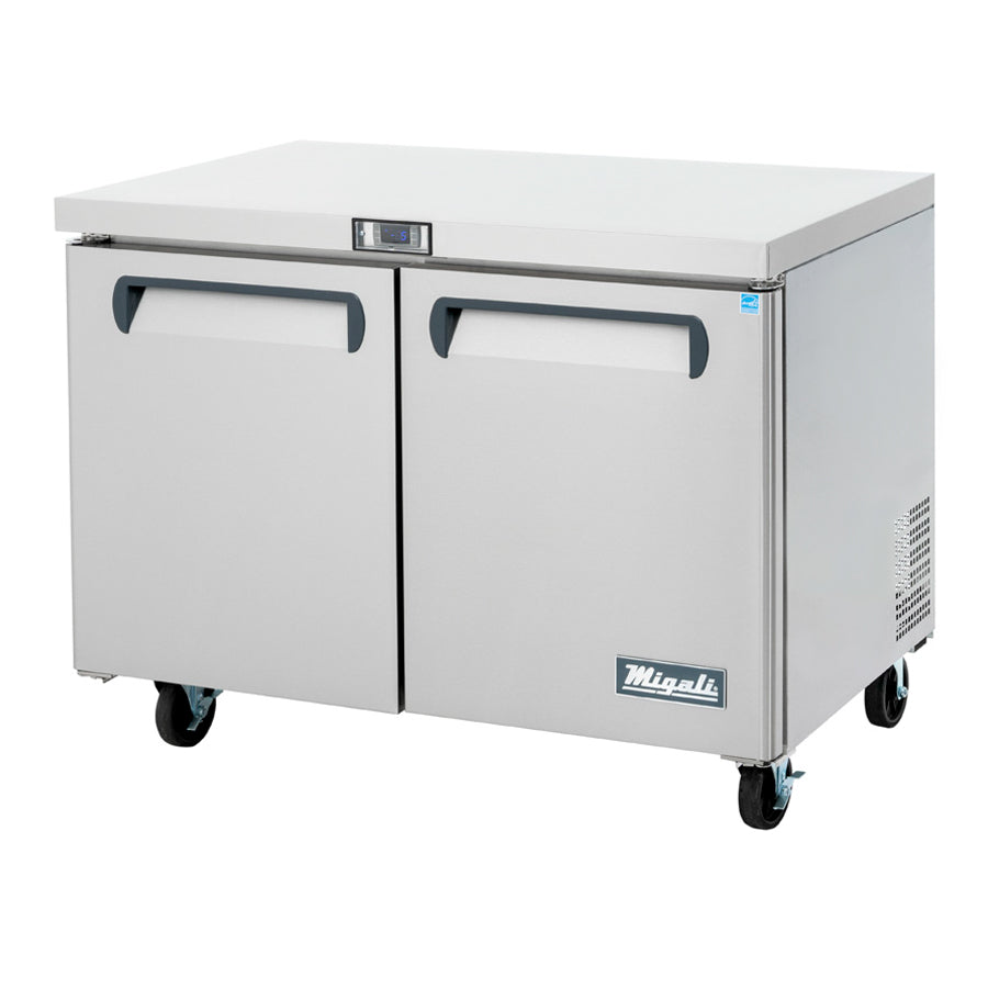 Migali Competitor Series Undercounter Freezer, reach-in, 48.2” W, 12.0 cu. ft. capacity, (2) solid hinged doors