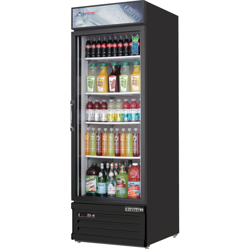 Everest 1 Door Refrigerator Merchandiser, 20 cu ft - Black Exterior Model EMGR20B