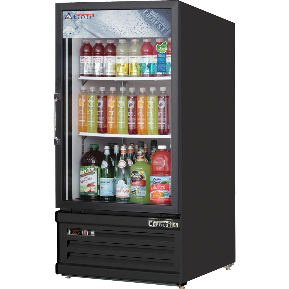 Everest 1 Door Refrigerator Merchandiser, 8 cu ft - Black Exterior Model EMGR8B