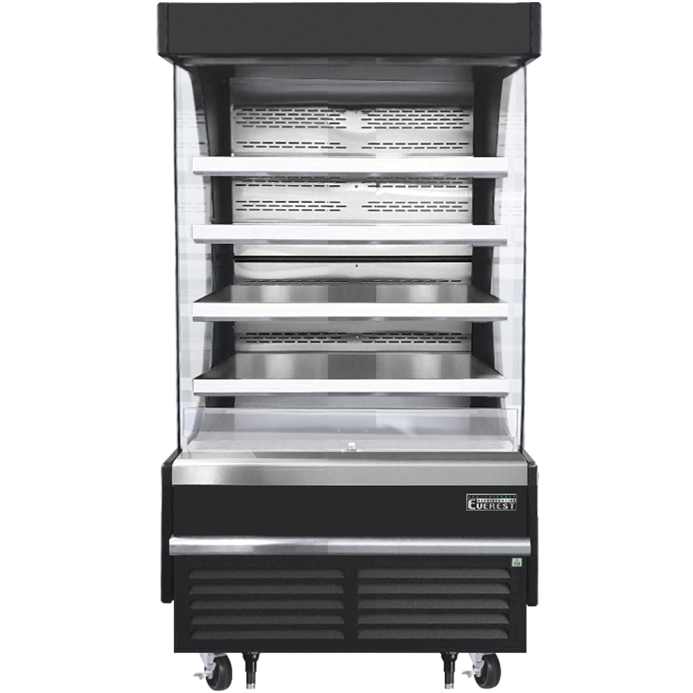 Everest Vertical Open Air Merchandiser, 37 1/4" Length, 28 3/8" Depth, 78" Height - Black Exterior Model EOMV-36-B-28-T