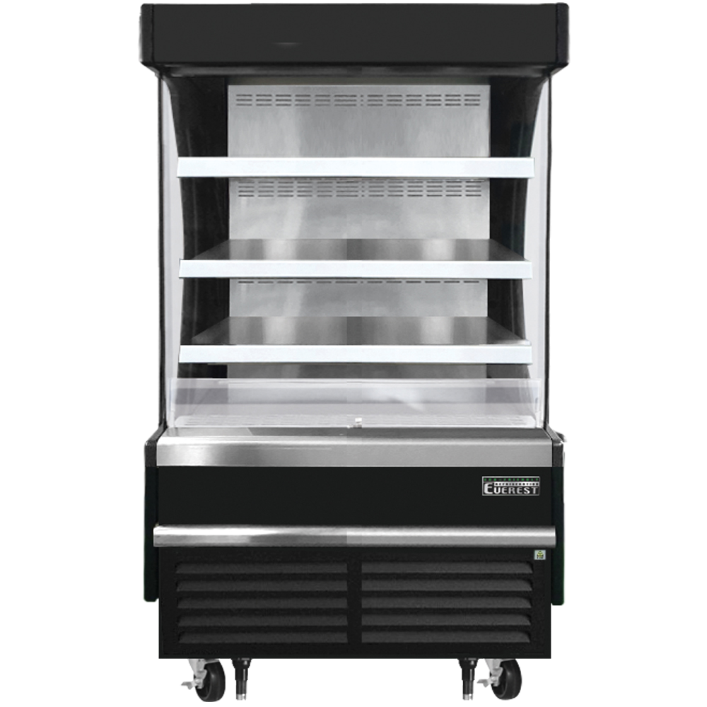 Everest Vertical Open Air Merchandiser, 37 1/4" Length, 28 3/8" Depth, 60 1/8" Height - Black Exterior Model EOMV-36-B-28-S