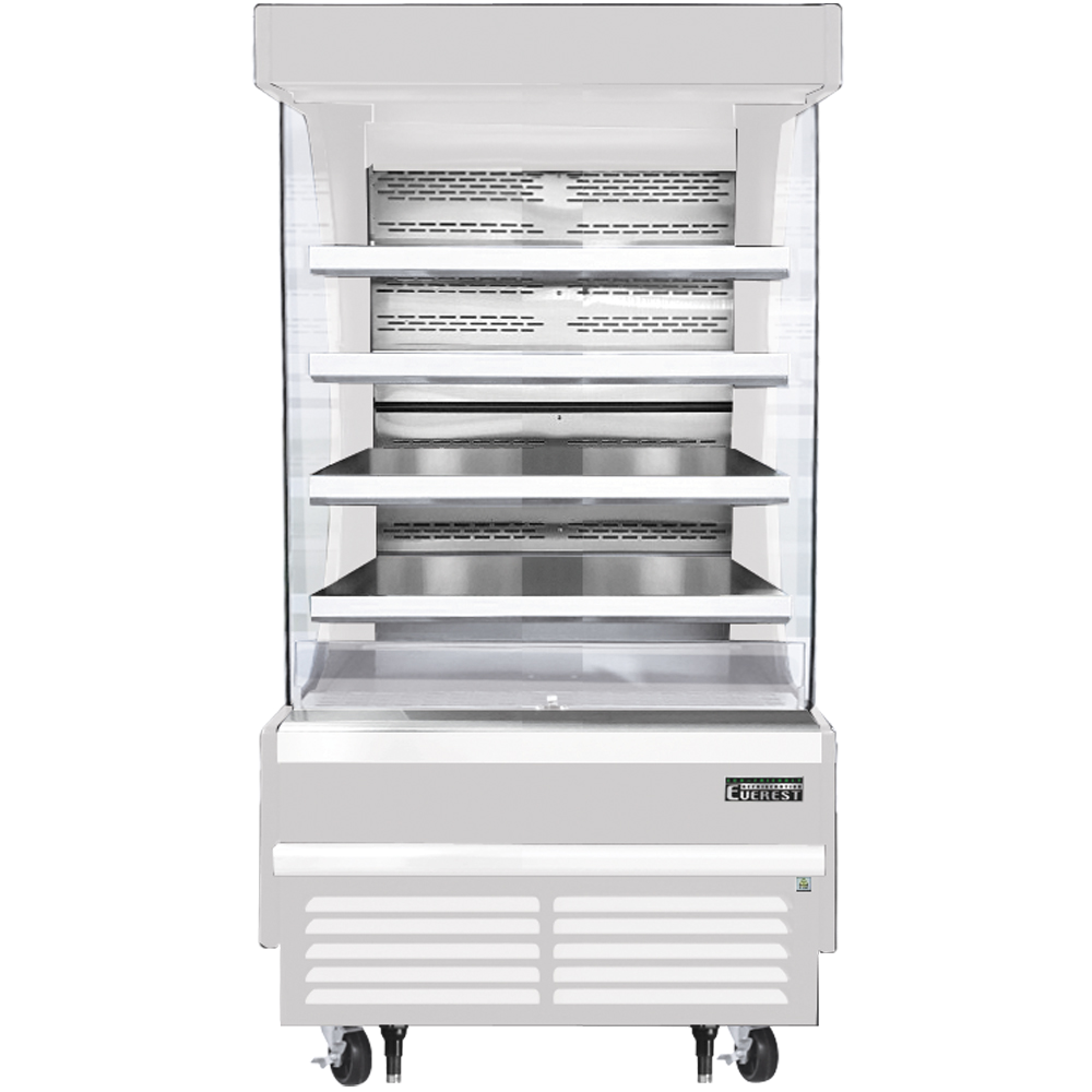 Everest Vertical Open Air Merchandiser, 37 1/4" Length, 34 1/4" Depth, 78" Height - White Exterior Model EOMV-36-W-35-T