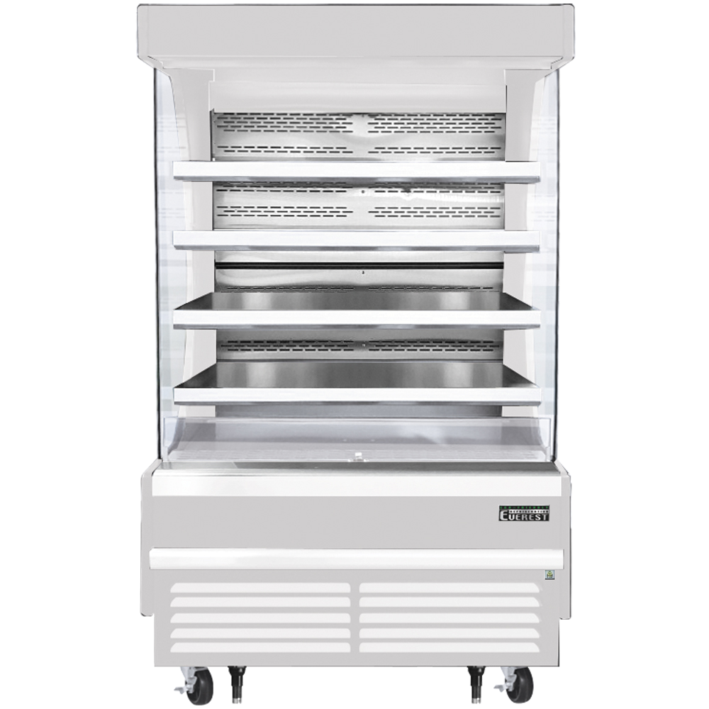 Everest Vertical Open Air Merchandiser, 48" Length, 28 3/8" Depth, 78" Height - White Exterior Model EOMV-48-W-28-T