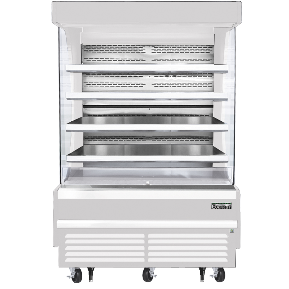 Everest Vertical Open Air Merchandiser, 60" Length, 28 3/8" Depth, 78" Height - White Exterior Model EOMV-60-W-28-T