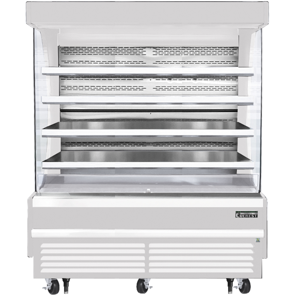 Everest Vertical Open Air Merchandiser, 73 1/4" Length, 28 3/8" Depth, 78" Height - White Exterior Model EOMV-72-W-28-T