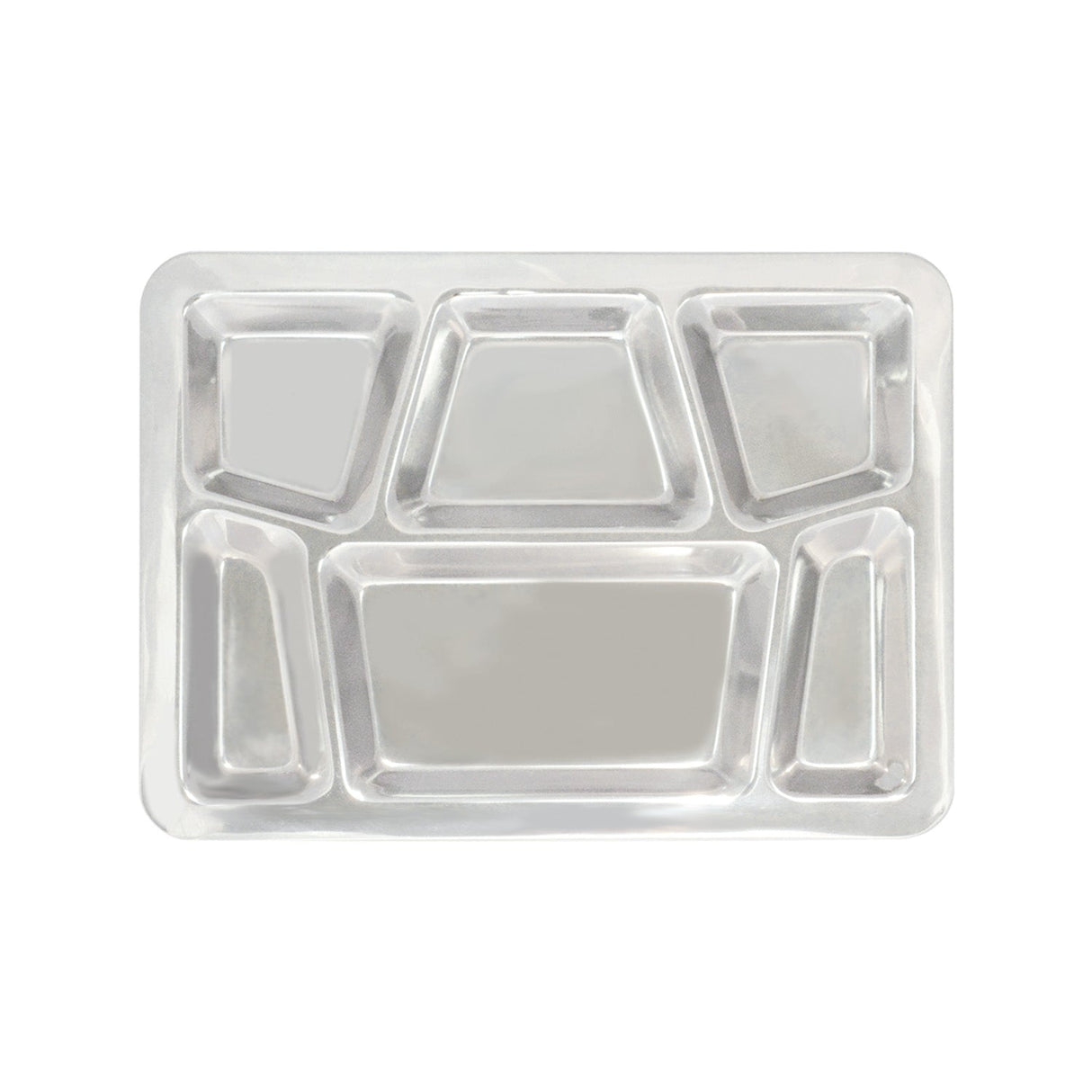 Tray SS 6-Comprt. W/ Trapezoid Center