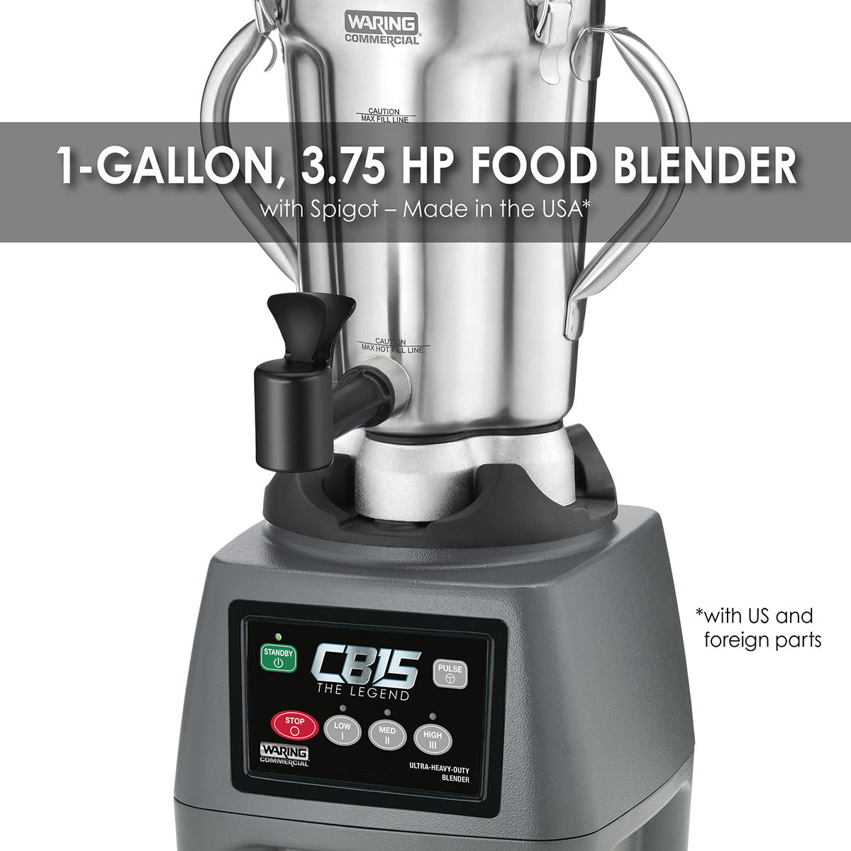 Waring ONE-GALLON 3.75 HP FOOD BLENDER WITH SPIGOT – MADE IN THE USA* Model: CB15SF