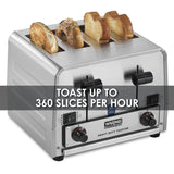 Waring HEAVY-DUTY 4-SLOT SWITCHABLE BREAD & BAGEL TOASTER  Model: WCT855