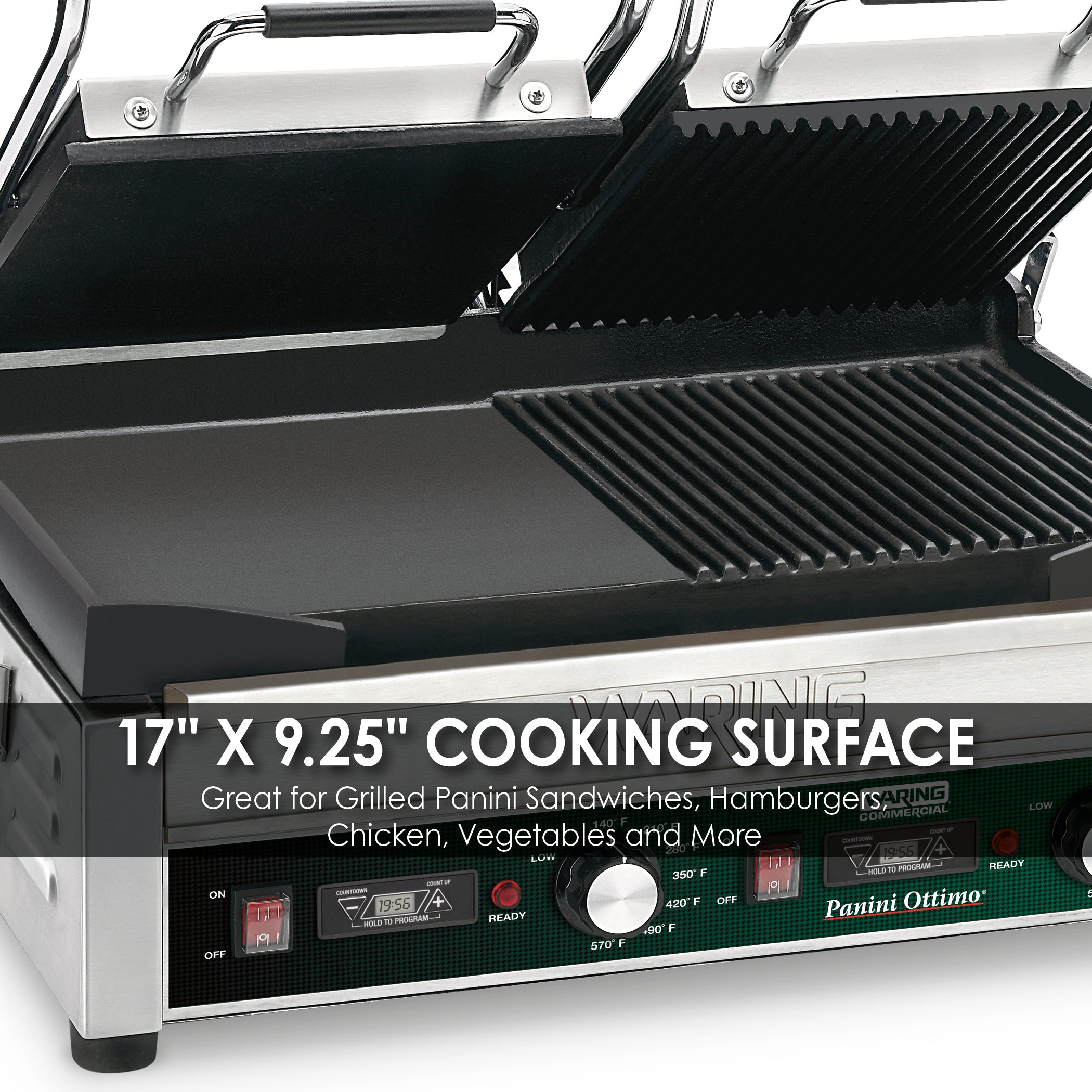 Waring DOUBLE ITALIAN-STYLE PANINI/FLAT GRILL WITH TIMER - 240V 