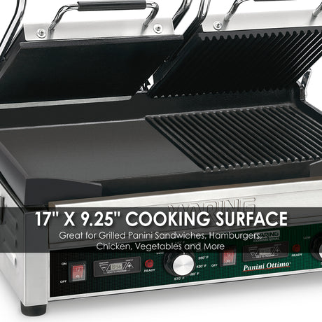 Waring DOUBLE ITALIAN-STYLE PANINI/FLAT GRILL WITH TIMER - 240V  Model: WDG300T